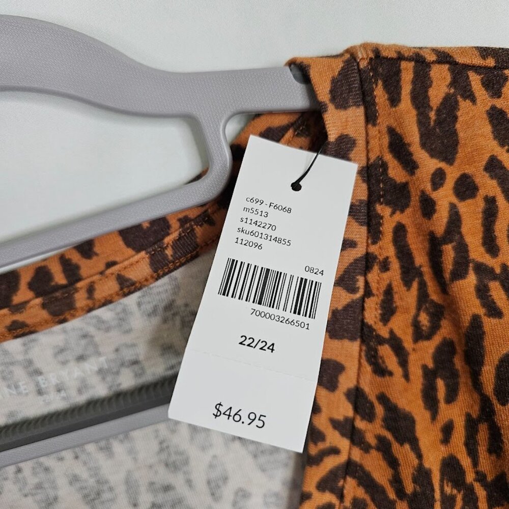 NWT LANE BRYANT Tunic Top BROWN ANIMAL CHEETAH Print size 22/24 Casual Basic - Picture 4 of 9